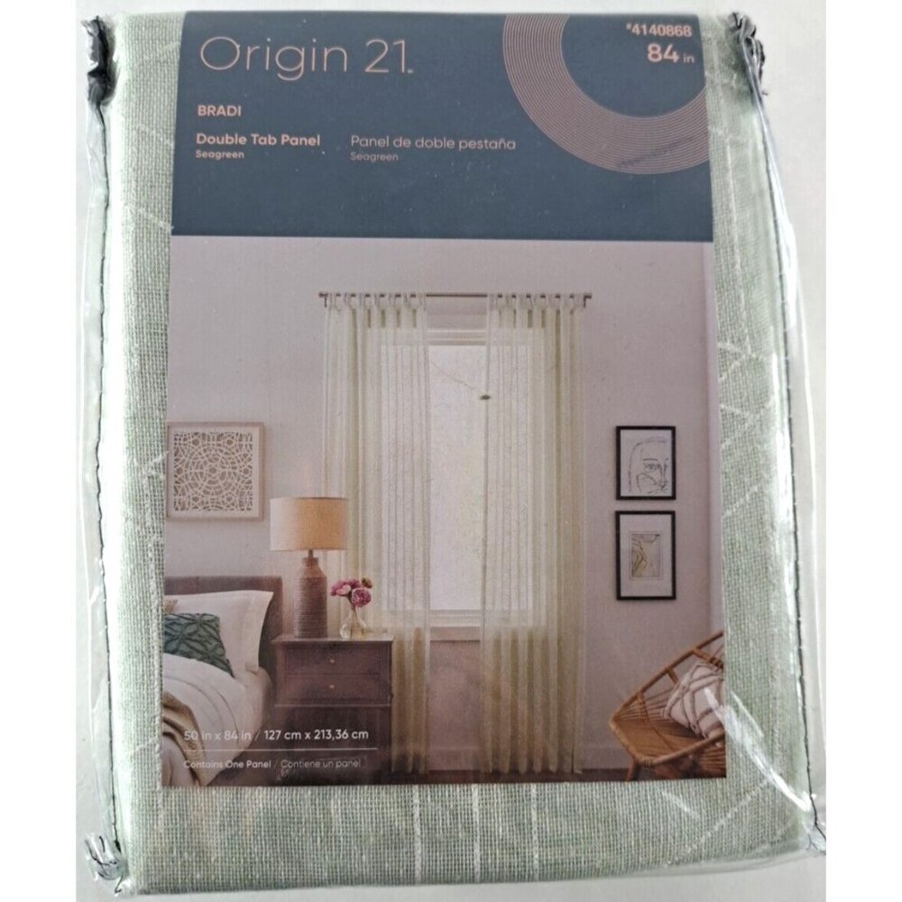 NEW Origin 21 Curtain Panel Bradi Seagreen Double Tab Astract Modern 50x84